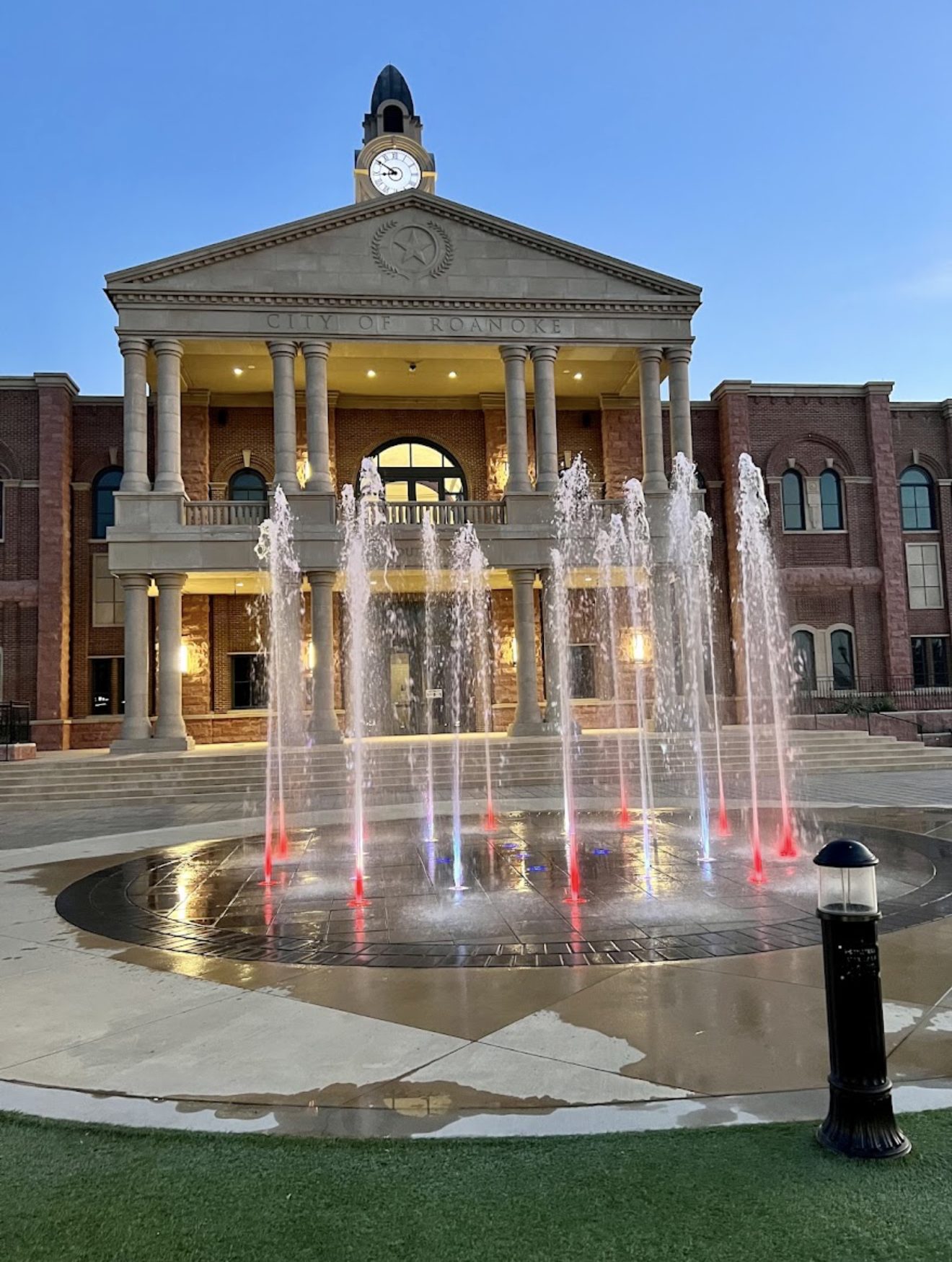 The fountains in front of Roanoke City Hall
