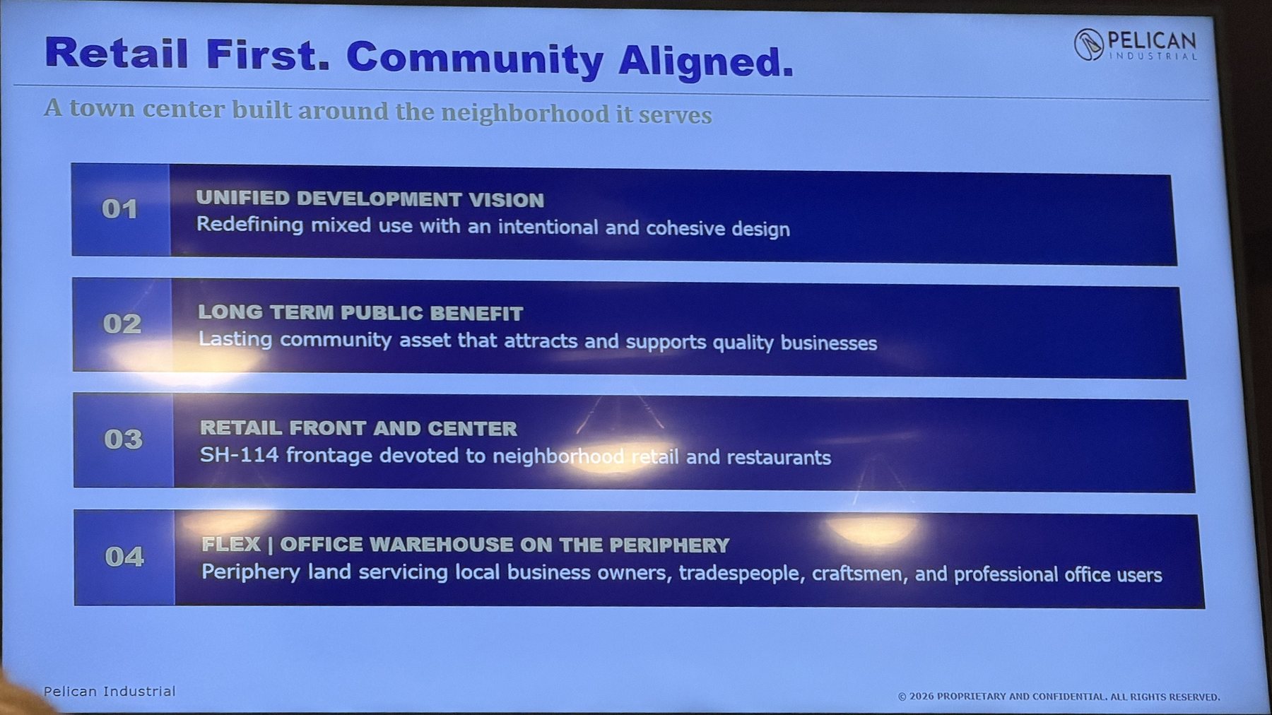Developer slide titled Retail First. Community Aligned.